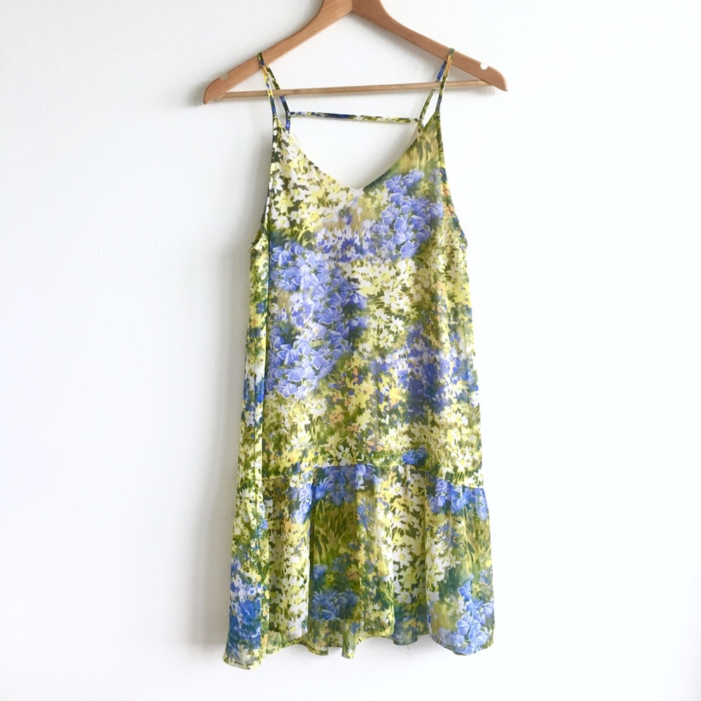 Lush Floral Chiffon Ruffle Dress